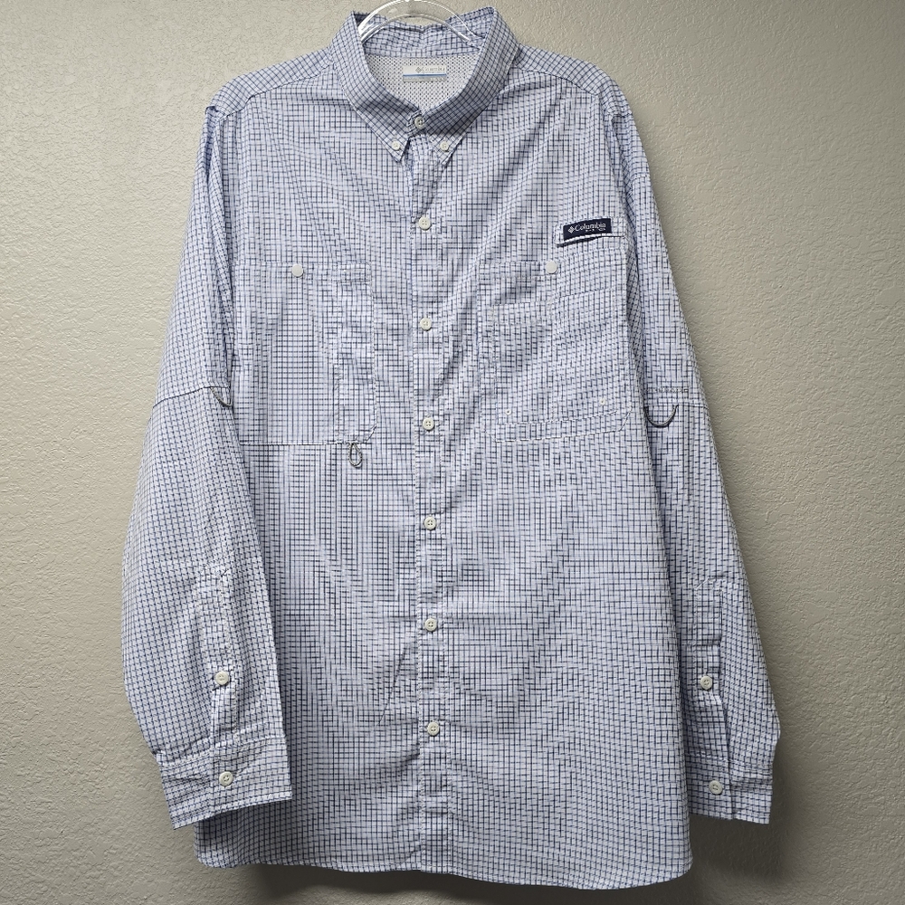 Columbia PFG Men's Blue Plaid Button-Down Shirt XXL